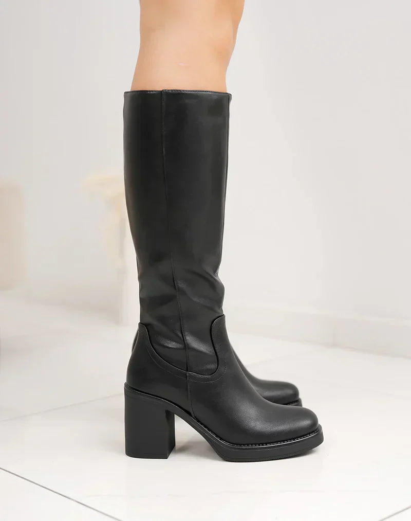 Sky - Wysokie czarne kozaki na obcasie