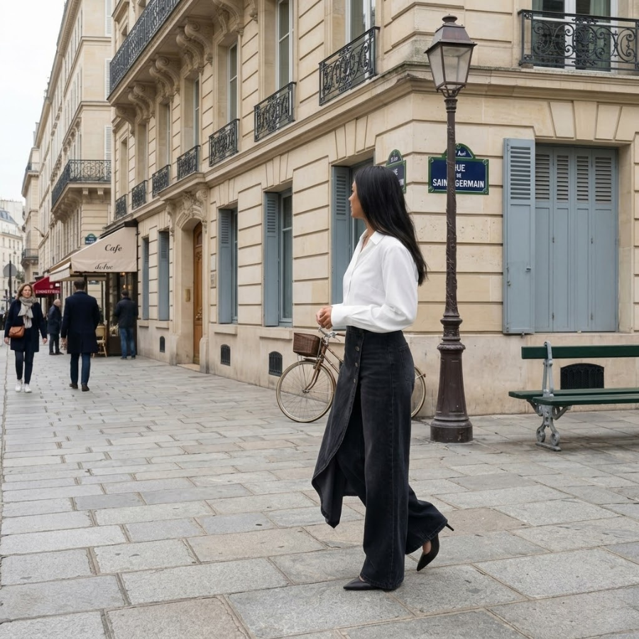 Élise – Spodnie kopertowe z lekkiego denimu