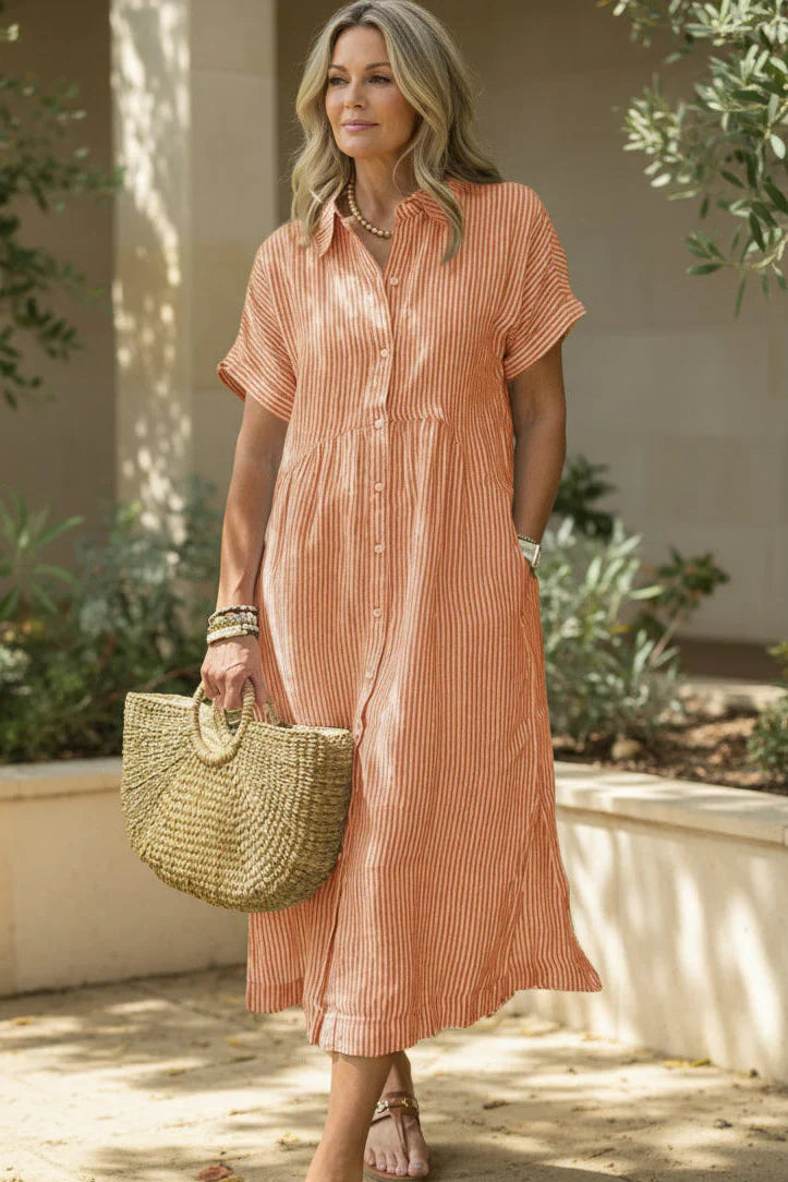 Inga - LUŹNA SUKIENKA W PASKI