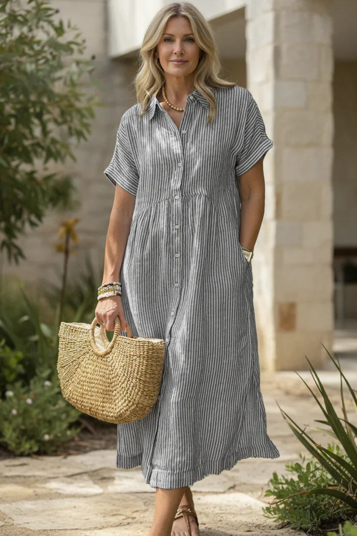 Inga - LUŹNA SUKIENKA W PASKI